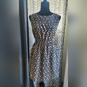 Feathers Blue and Tan Geometric Midi Dress
